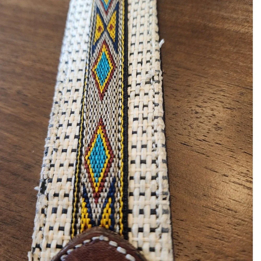 Orona 3D Belt Co 44 Western Arrow Embroidered Canvas Leather Belt Mexico. Rodeo